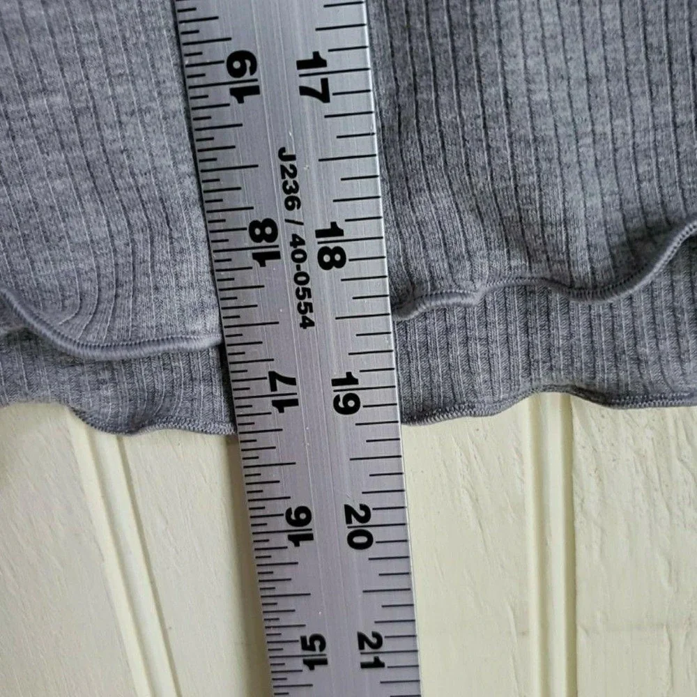 Justice Shirt Girls XL Gray Ribbed Mock Neck Long Sleeve Cropped Ruffle Hem